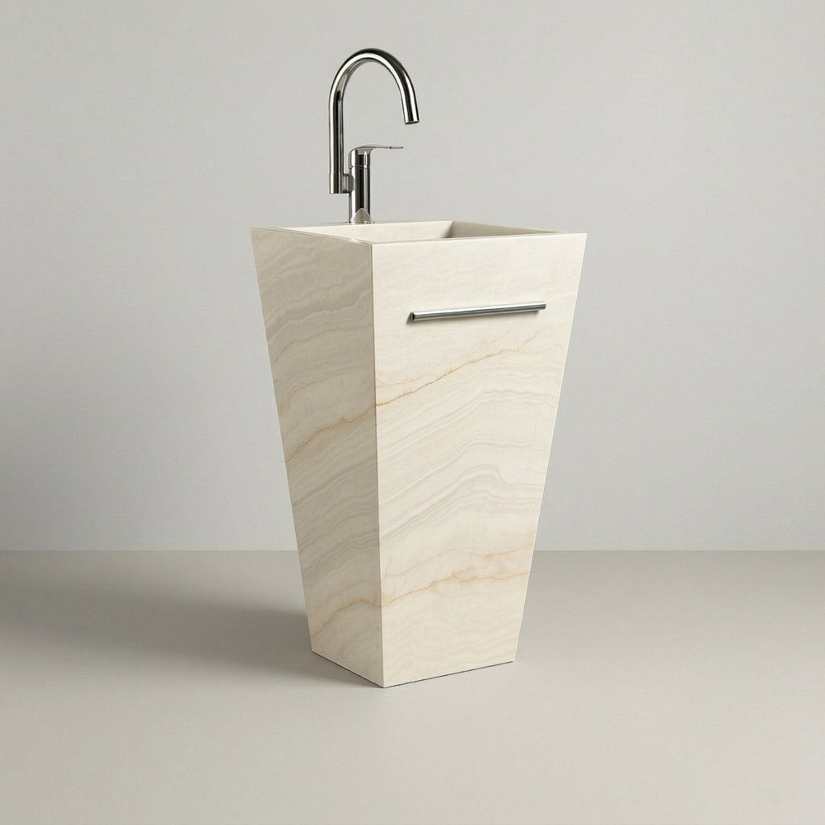 Umywalka wolnostojąca trapez - z marmuru Crystal White