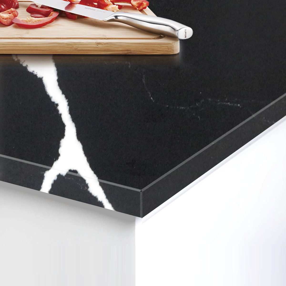Gotowy blat z konglomeratu kwarcowego LUX Nero Marquina Inspire 100x60x2 cm